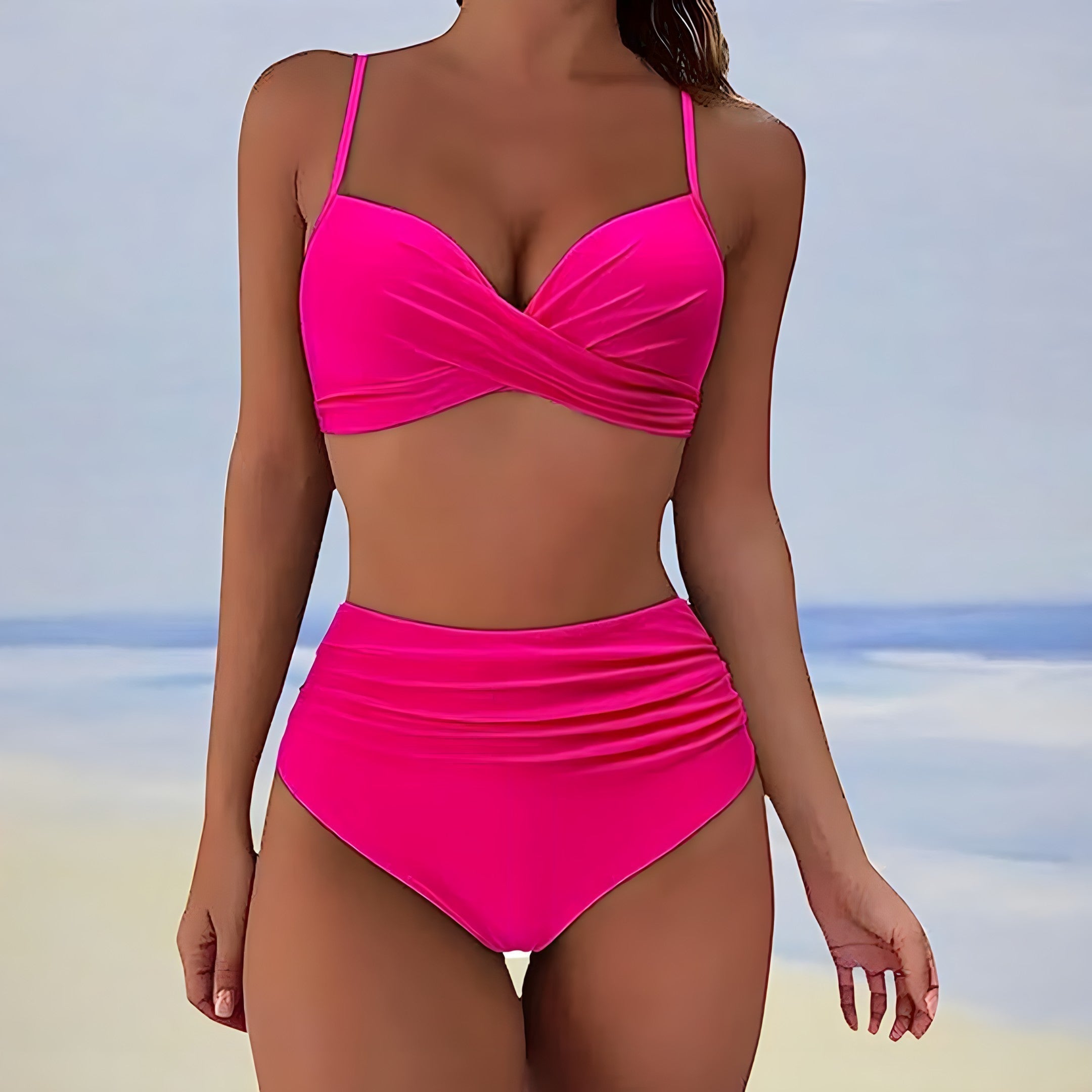 Maillot de Bain Femme Taille Haute Push Up Élégant