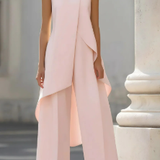 Ensemble femme top asymétrique col montant et pantalon large
