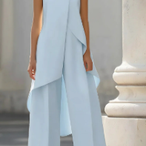 Ensemble femme top asymétrique col montant et pantalon large