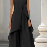 Ensemble femme top asymétrique col montant et pantalon large