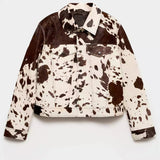 Veste femme imprimé vache en fausse fourrure
