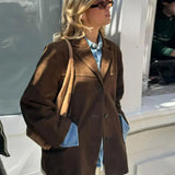 Veste femme élégante en polyester marron pour l'automne