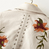 Veste Femme Motif Floral Brodé Style Biker