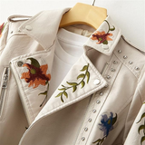 Veste Femme Motif Floral Brodé Style Biker