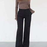Pantalon Large Taille Haute Coupe Droite Élégance Quotidienne