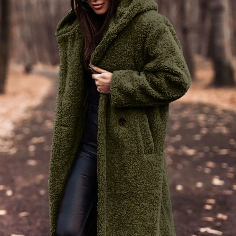 Manteau chaud femme à manches longues et poches
