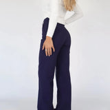 Pantalon Large Taille Haute Coupe Droite Élégance Quotidienne