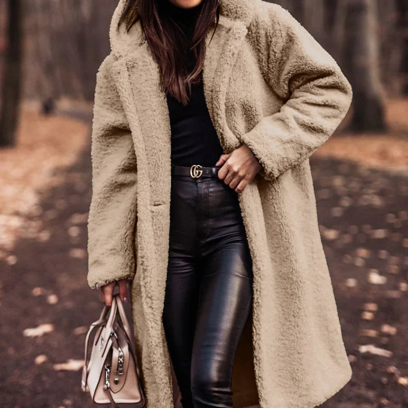 Manteau chaud femme à manches longues et poches