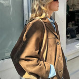 Veste femme élégante en polyester marron pour l'automne