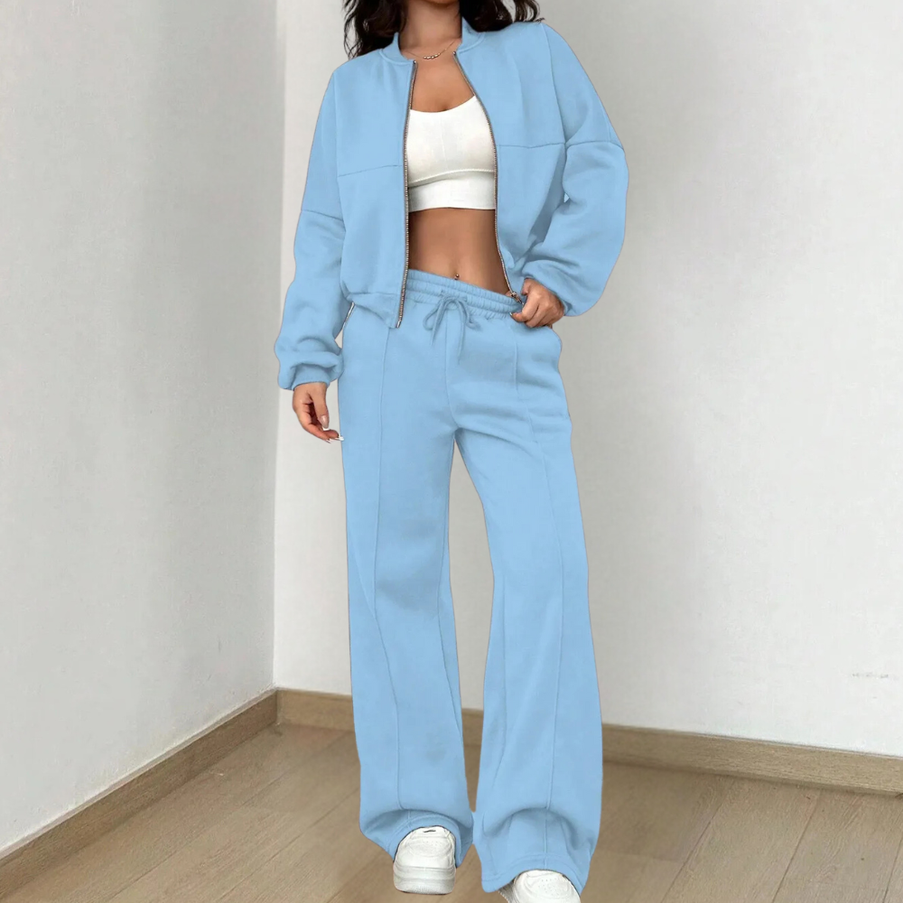 Ensemble Jogging Zip Pantalon Large Coupe Moderne Confort Casual