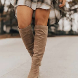 Cuissardes Plissées Talon Épais Élégance Hiver Chic