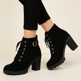 Bottines Lacées Talon Haut Style Rock Chic