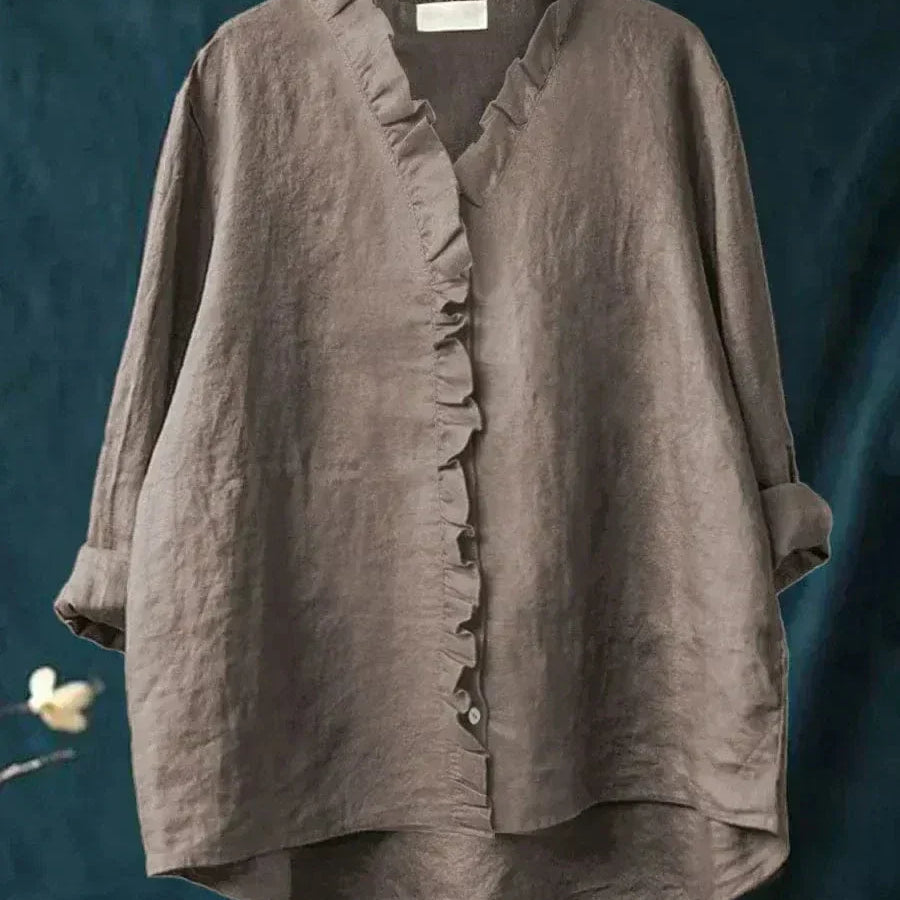Chemise Ample à Col Montant et Boutons