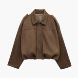 Blouson bomber femme en suédine à col