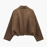 Blouson bomber femme en suédine à col