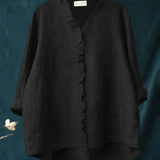 Chemise Ample à Col Montant et Boutons