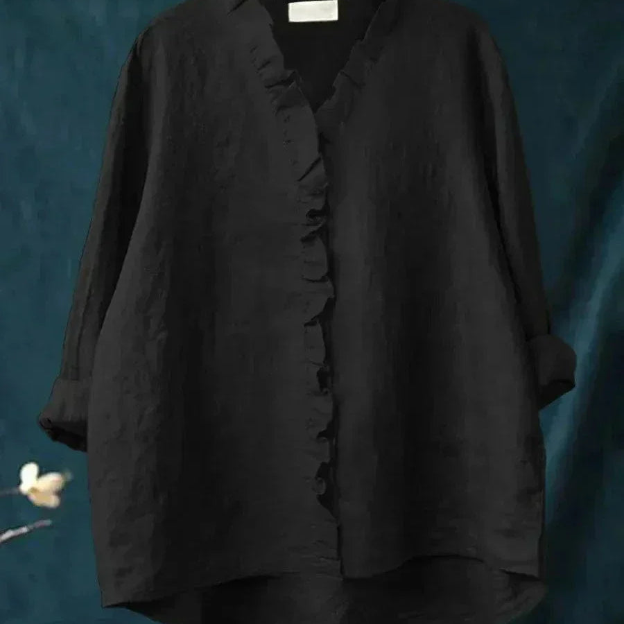 Chemise Ample à Col Montant et Boutons