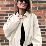 Blouson bomber femme en suédine à col