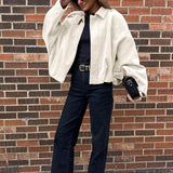 Blouson bomber femme en suédine à col