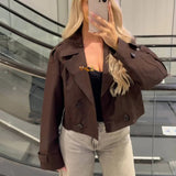 Trench court à double boutonnage pour femme