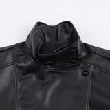 Veste femme en simili cuir à col montant
