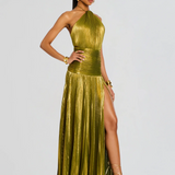 Halter Neck Wedding Guest Maxi Dress with Split for Women