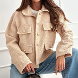 Manteau court en laine pour femme, coupe structurée