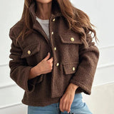 Manteau court en laine pour femme, coupe structurée
