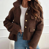 Manteau court en laine pour femme, coupe structurée