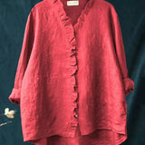 Chemise Ample à Col Montant et Boutons