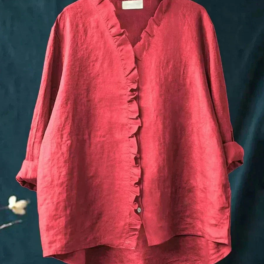 Chemise Ample à Col Montant et Boutons