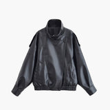 Veste femme en simili cuir à col montant
