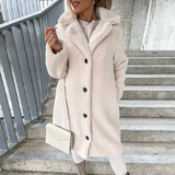 Manteau teddy femme col cranté boutonné