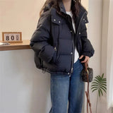 Doudoune à capuche et col montant pour femme