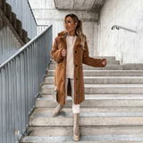 Manteau teddy femme col cranté boutonné