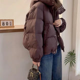 Doudoune à capuche et col montant pour femme