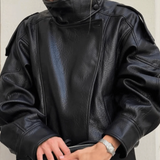 Veste femme en simili cuir à col montant