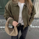 Blouson bomber femme en suédine à col