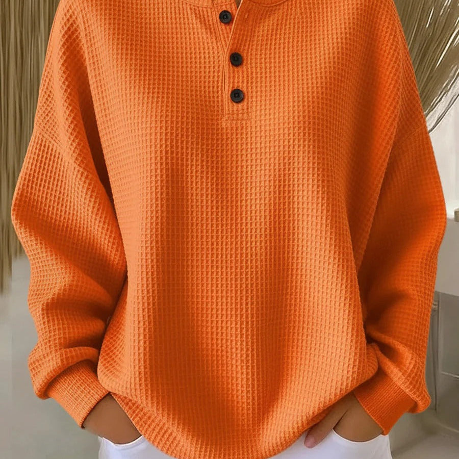 Pull femme maille gaufrée colour block col rond