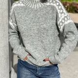 Pull femme maille gaufrée colour block col rond
