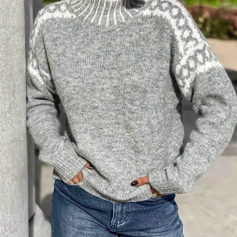 Pull femme maille gaufrée colour block col rond