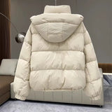 Doudoune à capuche et col montant pour femme
