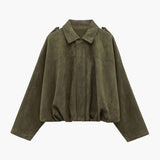 Blouson bomber femme en suédine à col