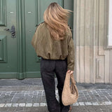 Blouson bomber femme en suédine à col