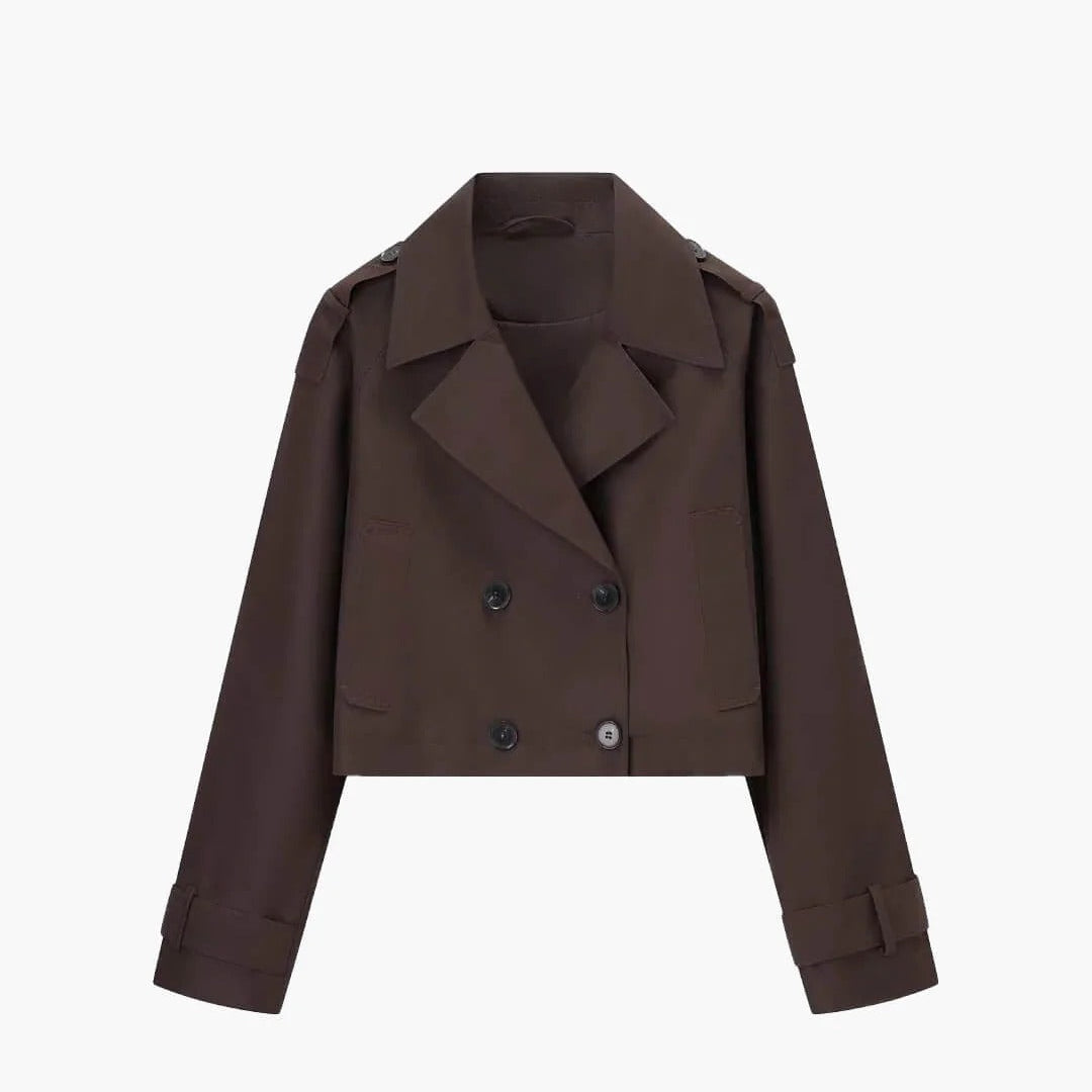 Trench court à double boutonnage pour femme
