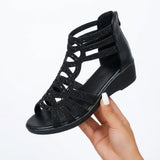 Sandales femme à talon compensé et zip latéral