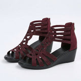 Sandales femme à talon compensé et zip latéral
