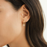 Boucles d'oreilles trèfle plaqué or et zircons