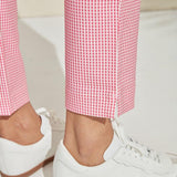 Pantalon Carreaux Vichy Ajusté Style Chic Décontracté
