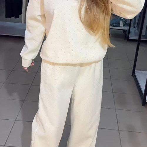 Ensemble Jogging Paillettes Coupe Ample Sweat Pantalon Style Tendance
